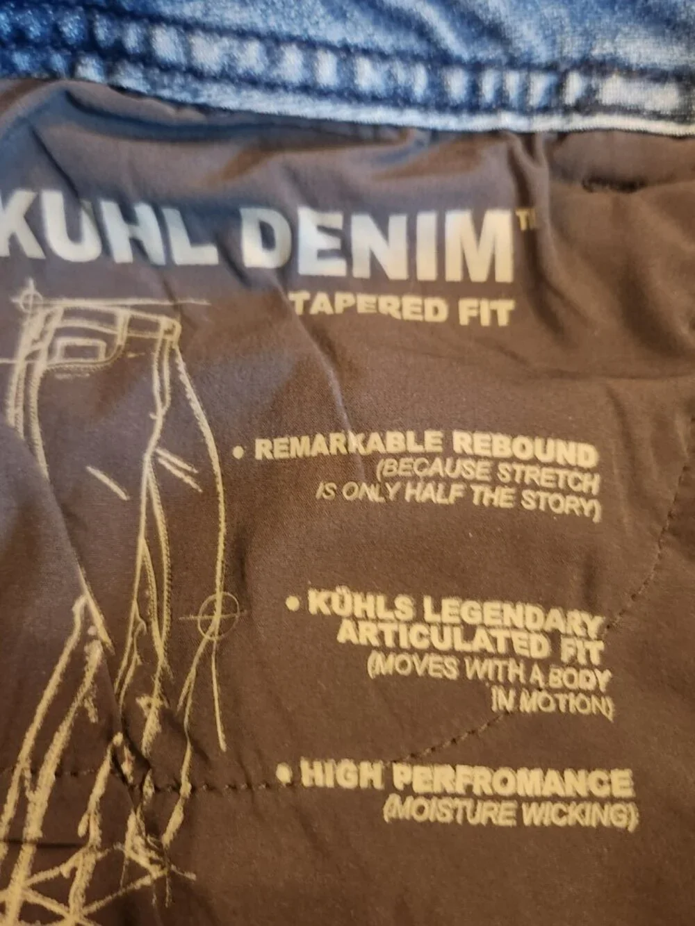KUHL Men's Size 34x30 Blue Indigo Dye Stretch Performance Denim Jeans